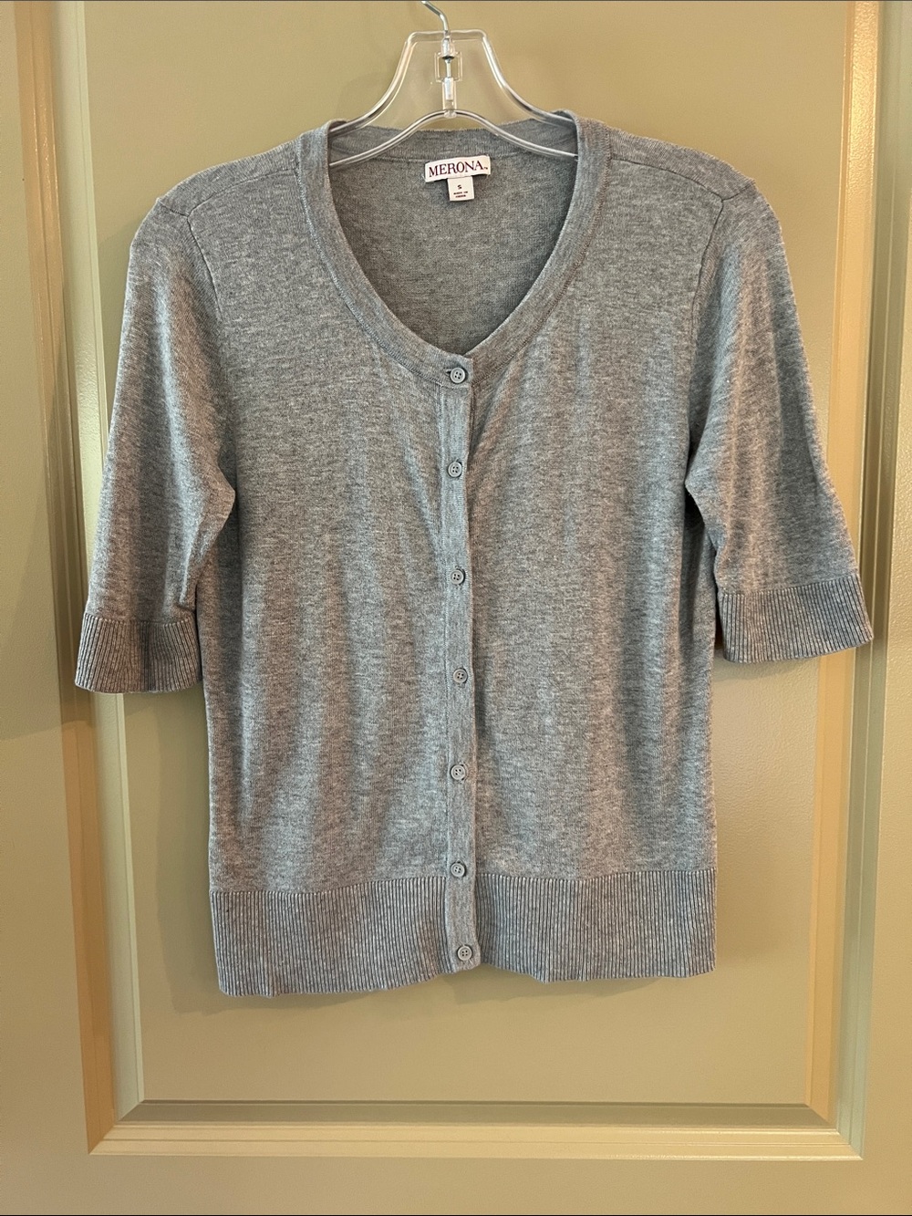 Merona Light Gray Short-Sleeve Button-Front Cardigan